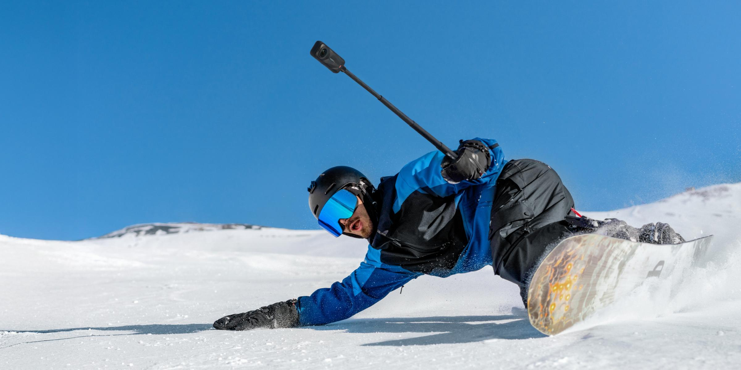 enjoy snowboarding with the Insta360 X5